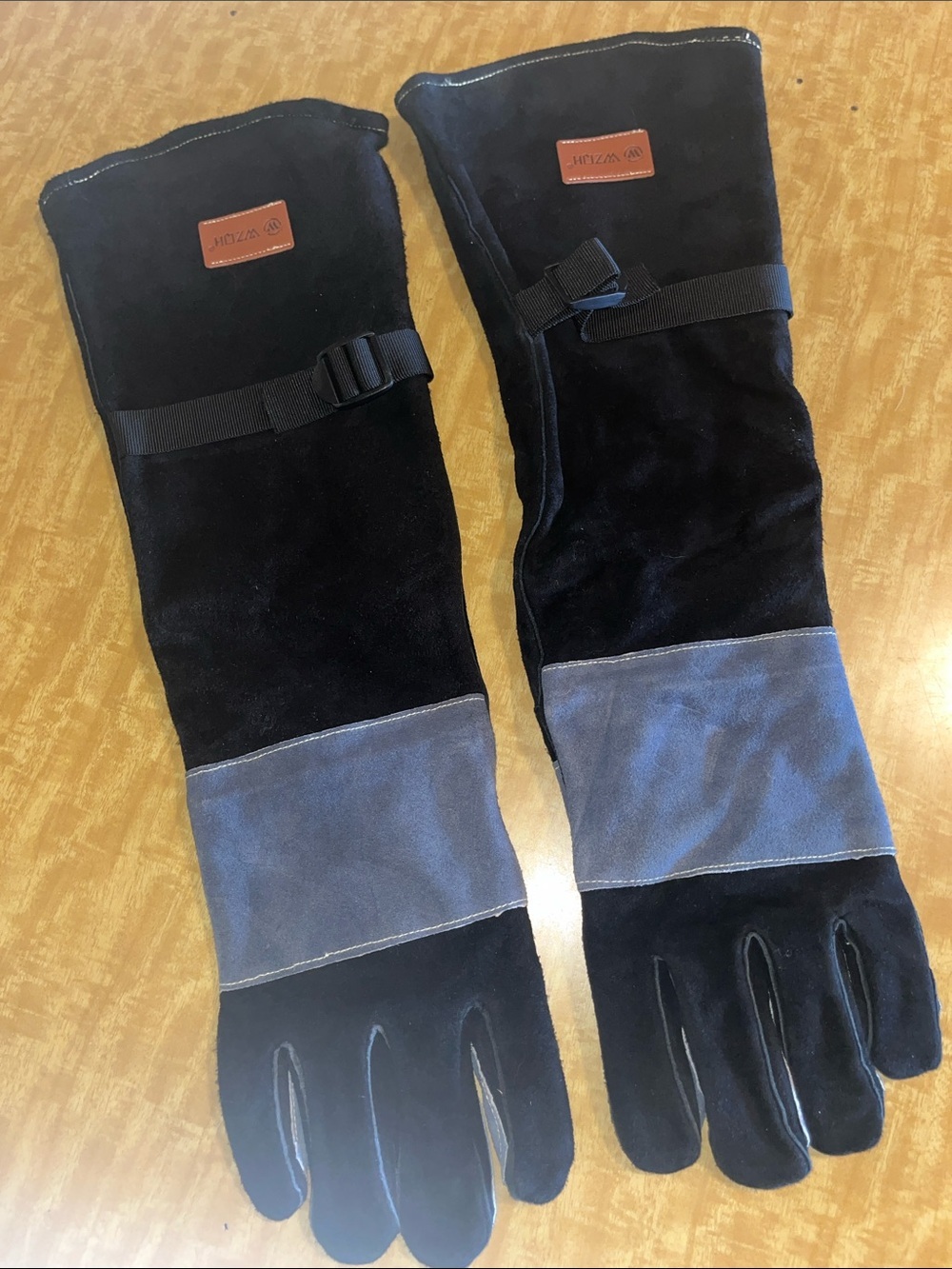 WZQH Unisex Black Suede / Leather LONG Gloves - multi purpose